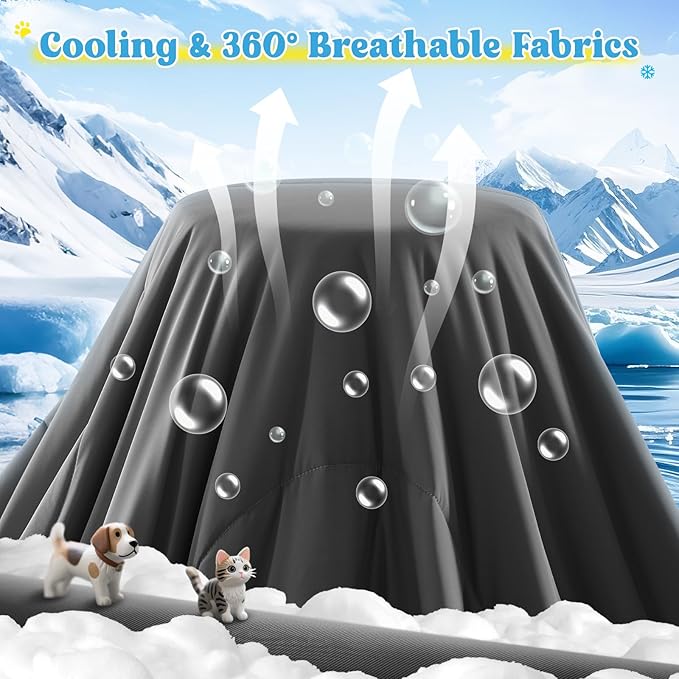 Cooling Blanket for Dogs, Lightweight & Durable Dog Cooling Mat, Q-MAX>0.45 Soft Breathable Pets Comforter for Couch, Bed & Car Essential - Dark Grey 30x40 Inches