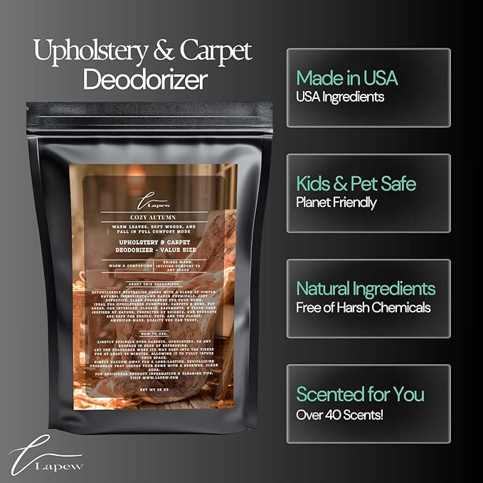 Cozy Autumn Carpet Freshener Powder Refill 36 oz | Powerful Odor Eliminator for Home | Upholstery Deodorizer | Carpet Deodorizer | Pet Urine | Cat Litter Box