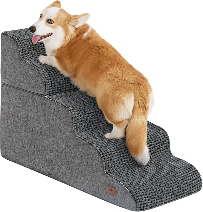 Dog Step for Bed, Dog Stair 5-Step 35D Pet Stair 22.8" H for High Bed or Sofa Non-Slip Balanced Pet Step Indoor, Grey