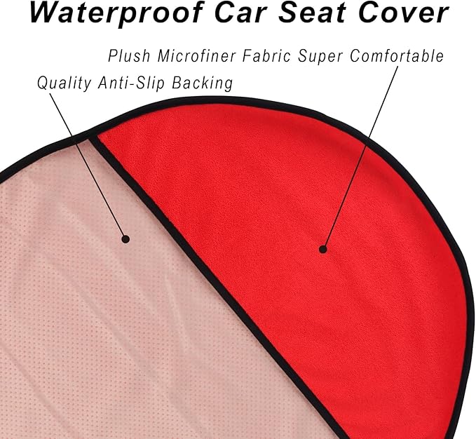 Car Seat Cover Protector Front Seats,for Gym Workout,Running,Swimming,Beach and Hiking,Waterproof Sweat Towel Bucket Seat Covers for Cars SUV Trucks (Red, 2Pcs)