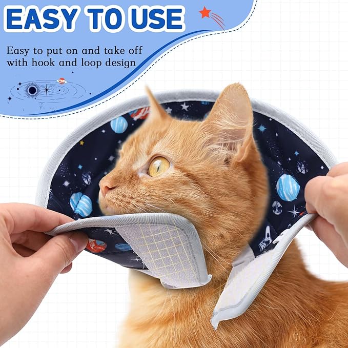 Cat Cone Collar Soft, Comfortable Cat Recovery Collar Pet Cone for Small Large Cats, Lightweight Elizabethan Collar for Cats Kittens After Surgery Prevent from Licking Wounds, Star, M