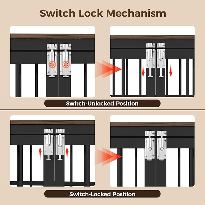 26 Inch Heavy Duty Wooden Dog Kennel End Table with Double Door Design and Secure Locks, Indoor Pet Crate Furniture for Small Dogs, Decorative Home Cage Design,Aged Black