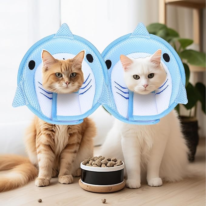 Cat Collar Cute Cat Recovery Collar Breathable Adjustable Soft Lightweight Pet Neck to Stop Licking Scratching After Surgery for Pets Dogs Kittes