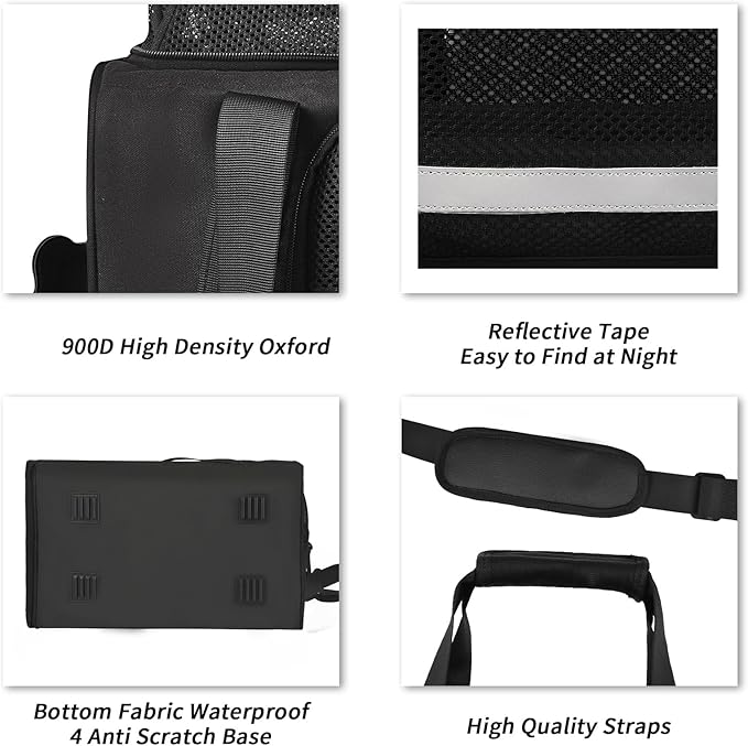 Dog Carriers for Small Dogs, Cat Carrier Travel, Expandable, Collapsible, 900D High Density Oxford Cloth, Wear-Resisting, Anti Tearing, Reflective Tape,Safety Lock Zipper