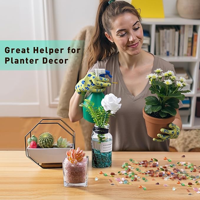 3 Lb Green Agate Crushed Stone Crystal Chips Bulk, Natural Polished Aquarium Stones Pebbles Irregular Decorative Rocks for Fish Tank, Vase Fillers, Succulent Plants Decor