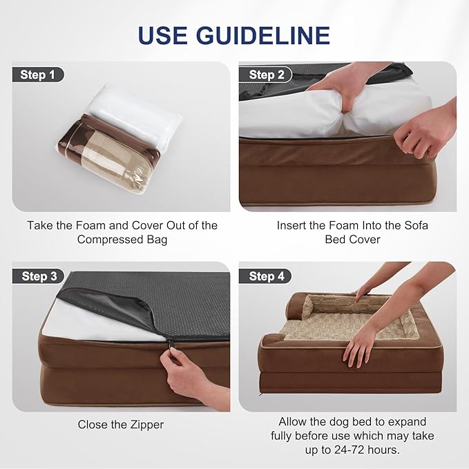 FURTIME Orthopedic Dog Bed for Extra Large Dogs - XL Waterproof Dog Sofa Bed, Ultra Comfy Supportive Foam Pet Bed with Removable Washable Cover, Jumbo Dog Bed with Nonskid Bottom