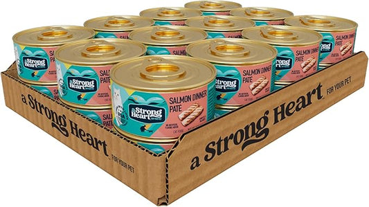 A Strong Heart Canned Wet Cat Food, Salmon Dinner Paté - 3 oz Cans (Pack of 24), Made in The USA with Real Salmon