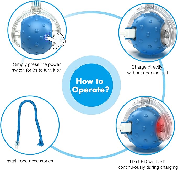 Cat Toys Ball for Indoor Cats - Interactive Automatic Cat Ball Toy | Fast Rolling & Motion Activated Chirping | Hide and Seek Mouse Catching Game | Stimulates Hunting Instinct (Blue)