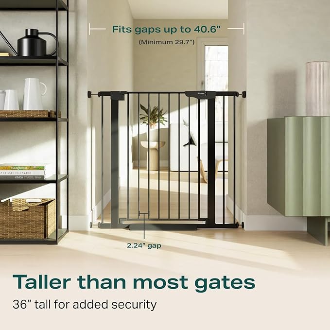 Cumbor 36" Extra Tall Baby Gate for Dogs and Kids with Wide 2-Way Door, 29.7-40.6" Width, and Auto Close Personal Safety for Babies and Pets, Fits Doorways, Stairs, and Entryways