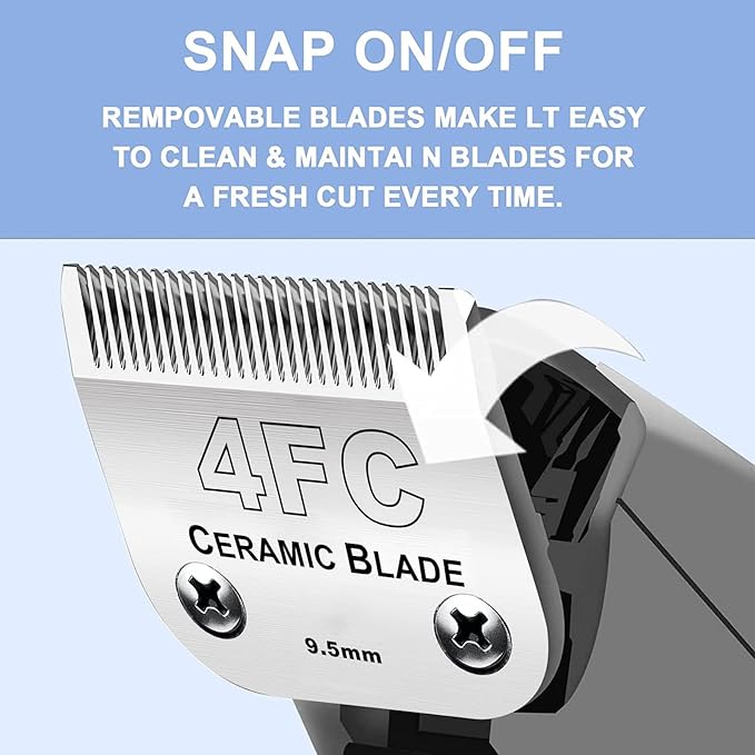 5PACK Dog Grooming Clipper Replacement Blades Compatible with Andis Pet Clipper/Oster A5/Wahl KM Series Dog Clipper with Ceramic Blade & Stainless Steel Blade (#10+5FC+7FC+3FC+4FC)