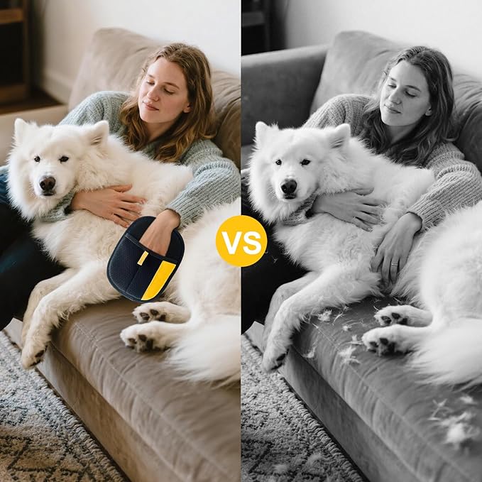 5PCS Pet Hair Removal Glove Set for Cats & Dogs, Newly Electrostatic Pet Hair Gloves, Reusable Cat Dog Grooming Gloves Magic Brush Pet Hair Remover Tool for Furniture Couch Carpet Car Seat Clothes