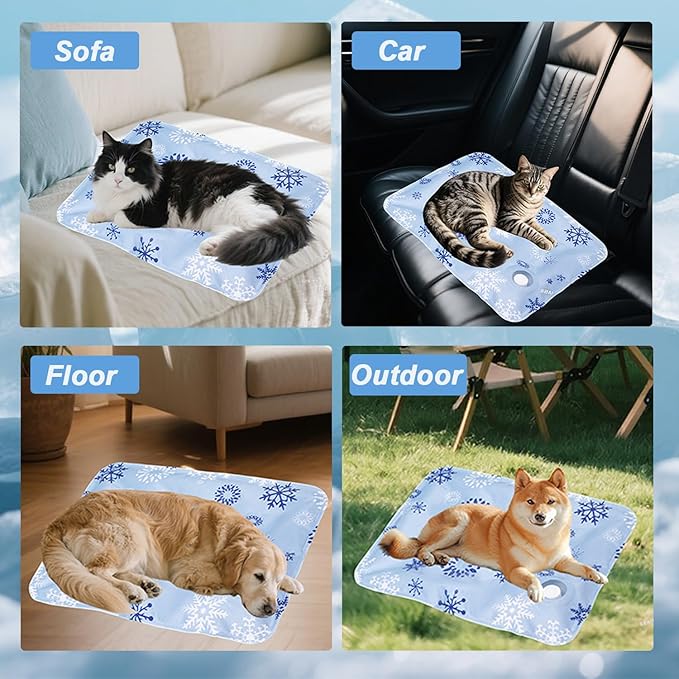 Dog Cooling Mat, Cooling Mat for Dogs & Cat, Provides Instant Relief for Small, Medium, Large Dogs, Washable, Non-Slip Design, Perfect for Hot Summer Days to Keep Pets Comfortable(Small 20''*16'')