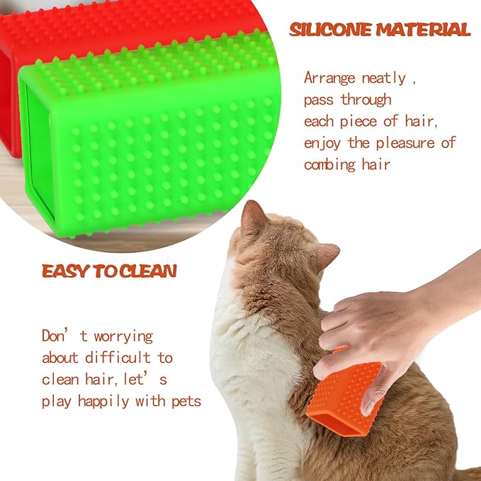 2pcs Pet Dog Cat Hair Remover, Pet Hair Removal Tool, Hollow Cleaner Brush for car，Interior, Furniture, Sofa (red and green)