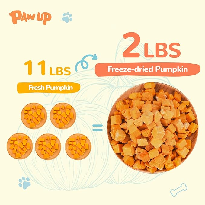 Freeze-Dried Pumpkin Treats for Dogs & Cats – High Fiber, Single Ingredient Natural Snacks for Digestion & Gut Health, Healthy Food Toppers, 1.58 oz