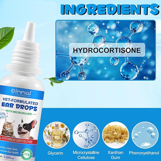 Dog Ear Infection Treatment, Cat & Dog Ear Cleaner for Itchy Relief, Antiseptic,Waxing,Cleansing, Ear Mite Treatment for Dog Cats, Yeast Ears Infection Treatment for Dogs, 2.02fl.oz