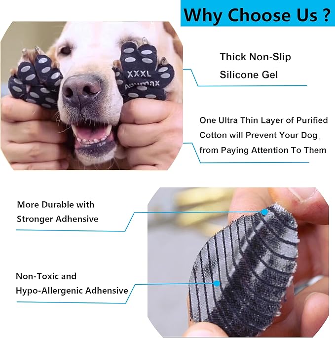 Dog Paw Protector Anti-Slip Pads,Toe Grips for Senior Dogs,Paw Grips Traction Pads for Slippery Hardwood Floors,Essentials for Senior Dogs,12 Sets (48 pcs) XL Black