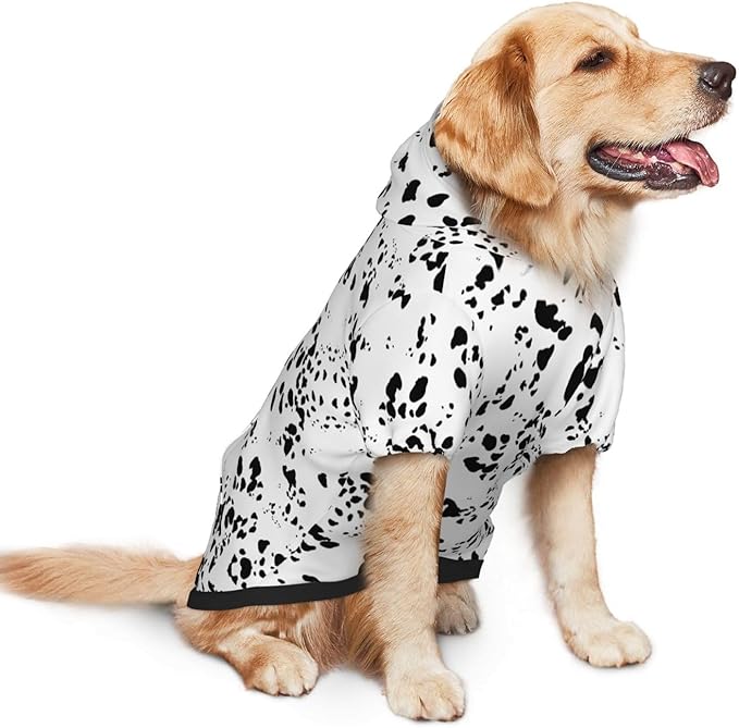 Dalmatian Hoodie, Cute Halloween Cosplay Winter Costume With Pocket, Dalmatians Print Clothes for Medium Large Dogs XXX-Large