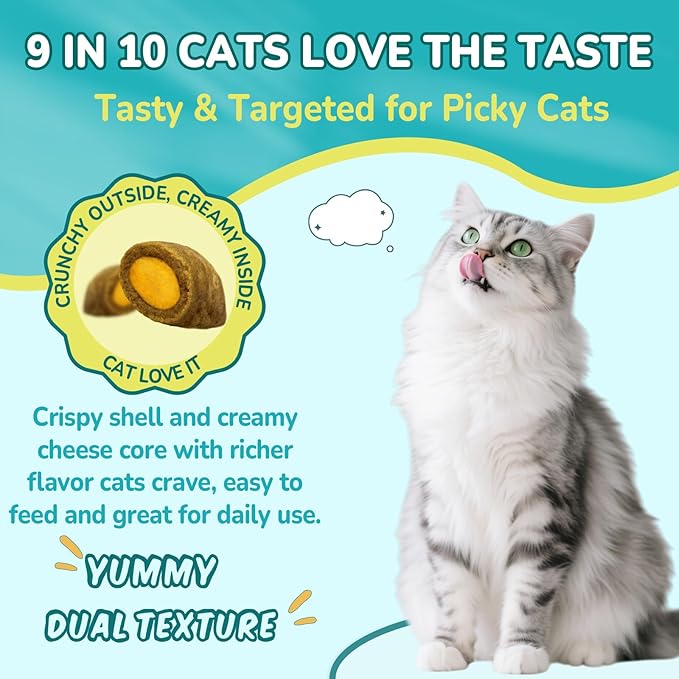 4-IN-1 Flea and Tick Prevention for Cats, 500 Crunchy & Creamy Chews, Cat Flea Treatment, Natural Oral Flea Treatment for Cats, Daily Support for Flea, Immune, Skin & Coat, Gut, Chicken Flavor