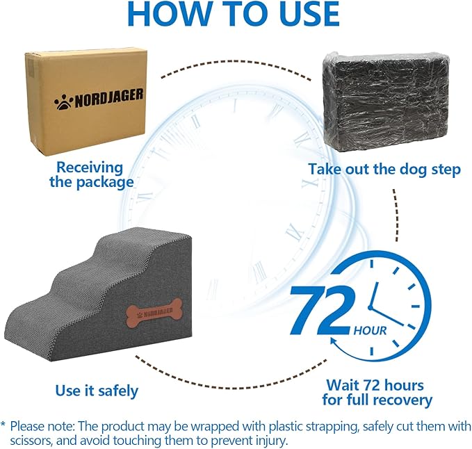 Dog Stairs 3-Step for Small Dogs and Cats to Get on Bed and Furniture/Windows, Pets Can Climb, Sit, or Perch to Look Out Windows, Extra Wide Dog Steps, Non-Slip Waterproof Fabric Cover, Grey（15.7" H）