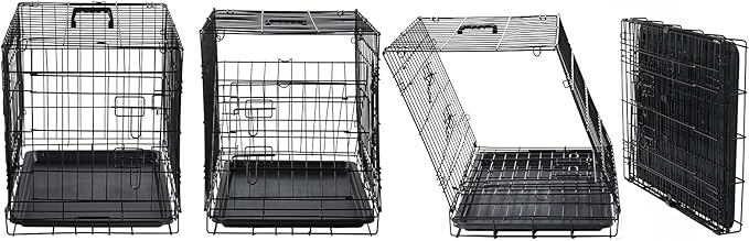 DONORO Dog Crates for Small Medium Size Dogs Indoor Double Door Dog Kennels & Houses for Puppy and Cats, Collapsible Metal Contour Dog Cages (Brown, 30.0" L x 19.0" W x 21.0" H)