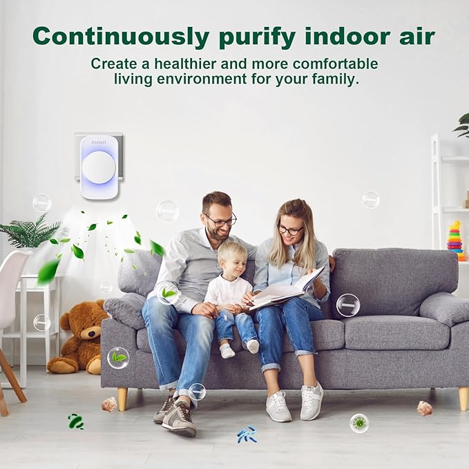 Air Ionizers for Home (4 Pack),Negative Ion Air Filter,Quiet Plug in air fresheners for Bedroom, Office, Kitchen,Garage,Portable Air Purifiers Odor, Smoke Dust, Pets, Mini Air Cleaner White