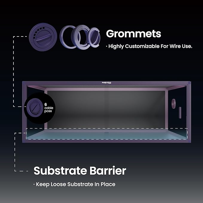 85 Gallon Reptile Tank, Front Opening Snake Tank for Easy Maintenance, Reptile Enclosure with Top Screen Ventilation 48''x24''x18''