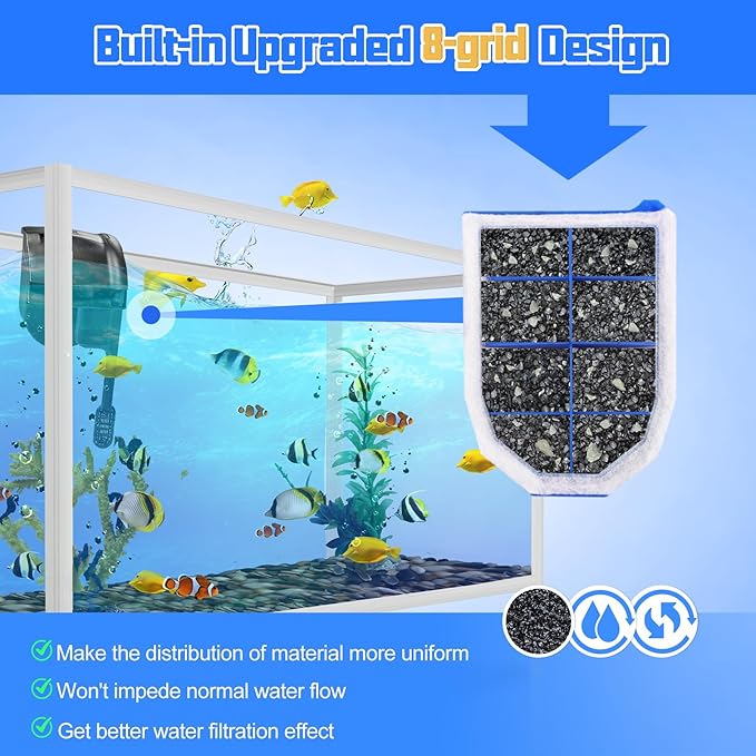 15 Pack Carbon Filter Large Compatible with Tetra Whisper EX30/EX45/EX70 Filters, Replacement Filter Cartridges Compatible with Whisper EX30/EX45/EX70 Filters