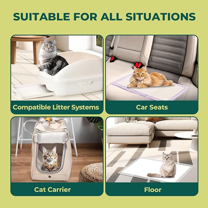 Cat Pads Refills for Tidy Cats Breeze Litter System - Super Absorbent 6-Layer Pads for Odor Control, Lavender Scented - 16.9" x 11.4" - Pack of 40 Litter Box Replacement Pads