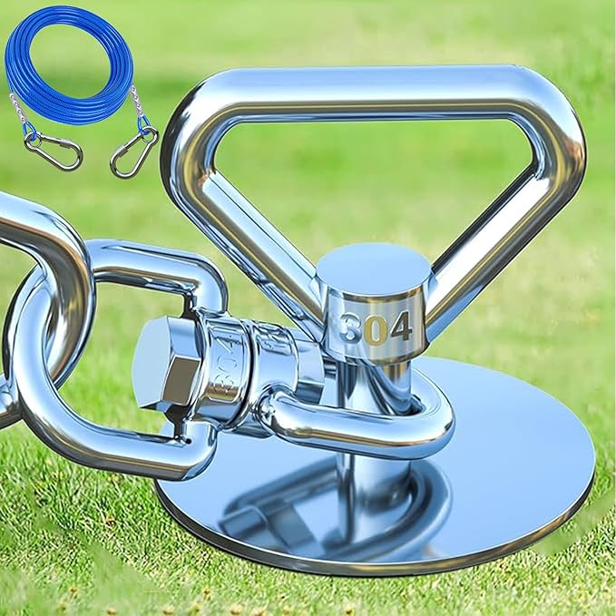 Dog Tie Out Cable and Stake,with 45FT Heavy Duty Cable,360° Swivel Dog Run Stake-No Tangle-Runner for Yard-Suitable for Large Dogs Up to 150 lbs-for Outdoor Camping