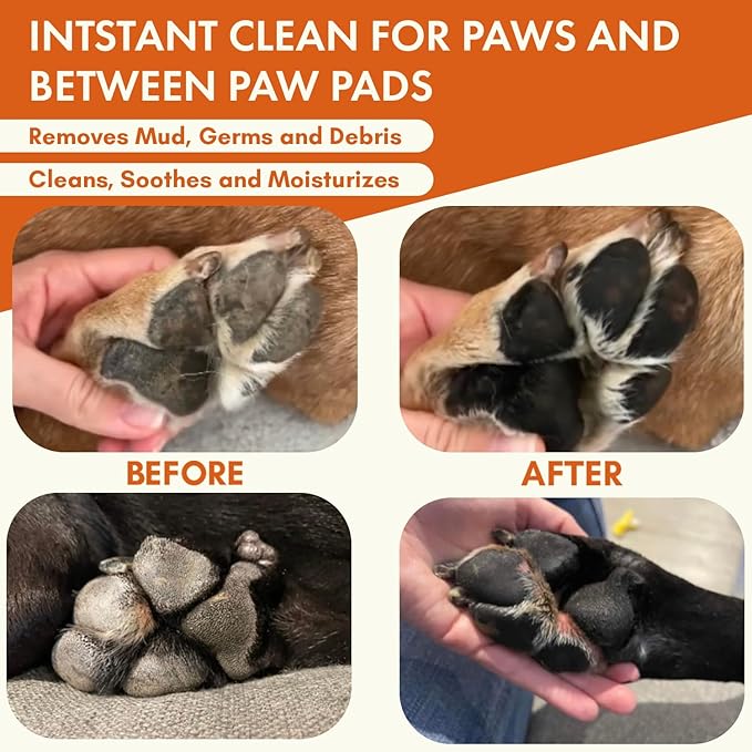 Dog Paw Cleaner | Gentle & PH-Balanced | Dog Paw Wash for All Breeds | Nourishing Formula with Aloe Vera | Portable & Easy-to-Use | Paw Cleaning Foam with Silicone Brush - 5.1 Fl Oz