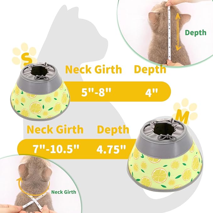 Cat Cone Collar Soft, Comfortable Cat Recovery Collar Pet Cone for Small Large Cats, Lightweight Elizabethan Collar for Cats Kittens After Surgery Prevent from Licking Wounds, Yellow, M