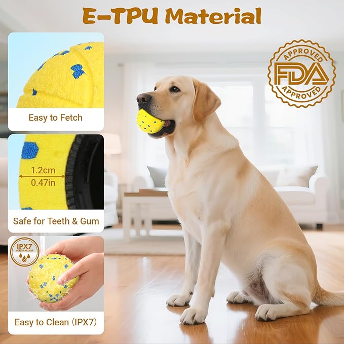 Dog Ball Interactive Dog Toy with Remote Control,Automatic Moving,Bouncing and Rotating 3 Modes,E-TPU Material Aggressive Chewers,IPX7 Waterproof,Rolling Ball for Large Medium Dogs