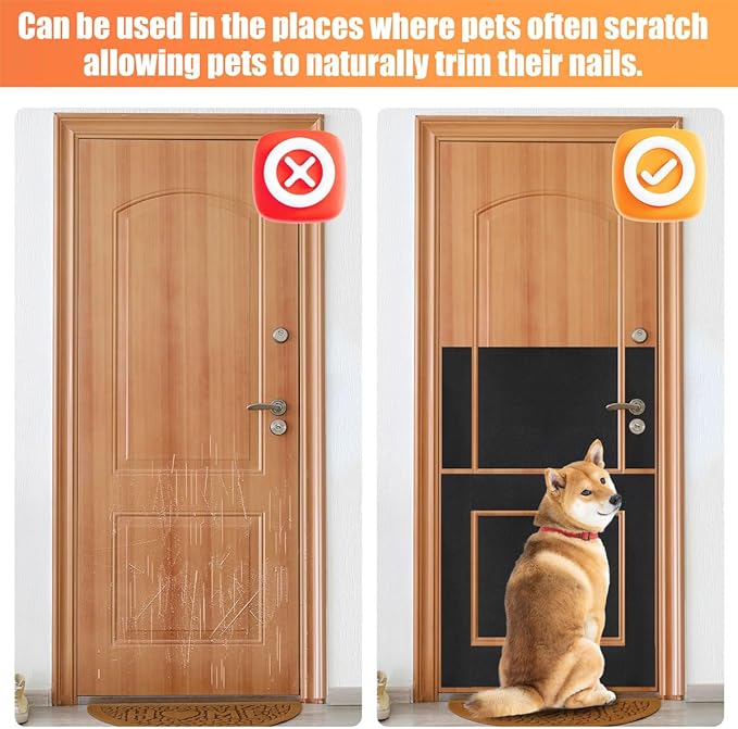 6 PCS Pet Nail Self Adhesive Replacement Emery Paper Fits Most Dog Scratch Pad Cat Litter Box DIY on The Places Where Pets Like to Scratch (10in*17.7in, Black)