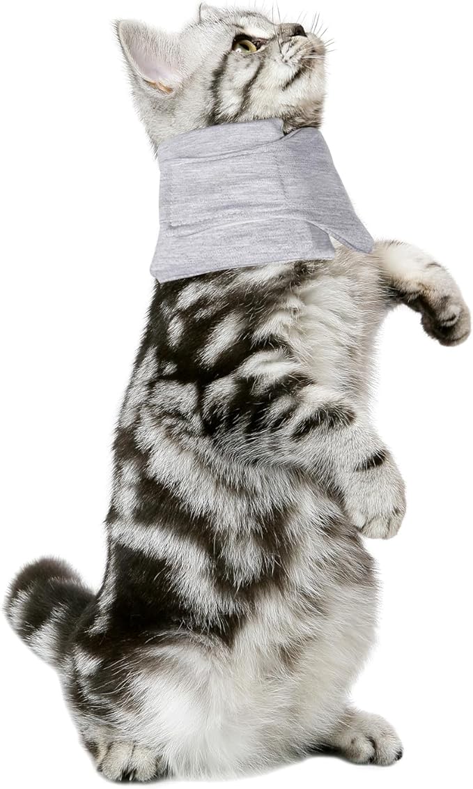 Cat Neck Brace, Breathable & Adjustable Cone Collar After Surgery Recovery Anti-Scratch Anti-Lick Protection, Suitable for Neck Circumference 6.3-8.6 Inch Small Dogs Puppies Kittens (Grey, XS)