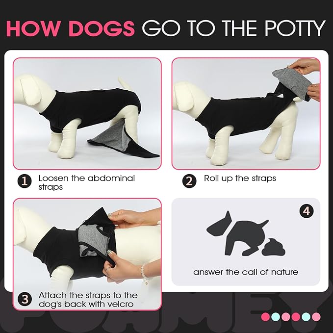 FUAMEY Dog Recovery Suit Male,Dogs Surgery Neuter Suits Puppy Spay Shirts for Female Protect Dog's Skin Anti Licking Abdominal Wounds Doggie Onesie Pet Bodysuit Alternative to Cone Black M