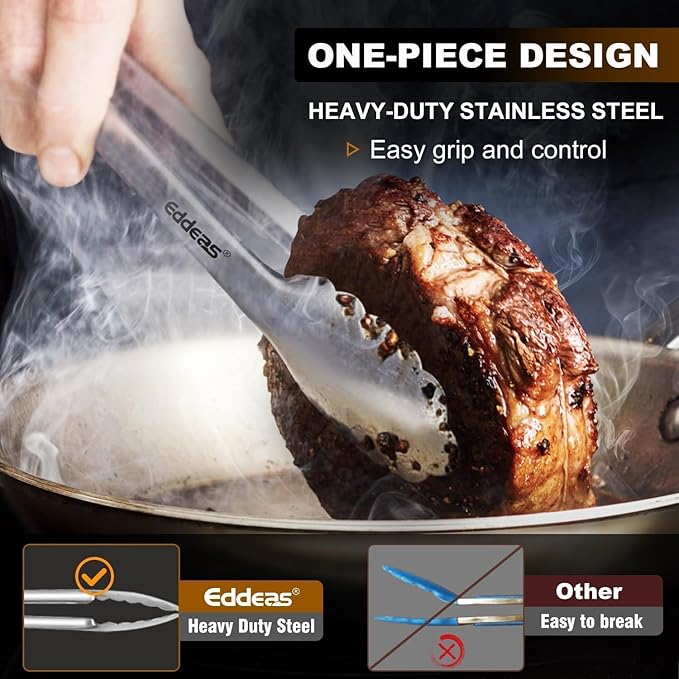 Grill Tongs, 600 Degrees Heat Resistant 17 Inch Extra Long BBQ Tongs, All Metal Kitchen tongs, Heavy Duty Stainless Steel Locking Tongs for Cooking, Grilling, Barbecue/BBQ, Buffet, 2 Pack