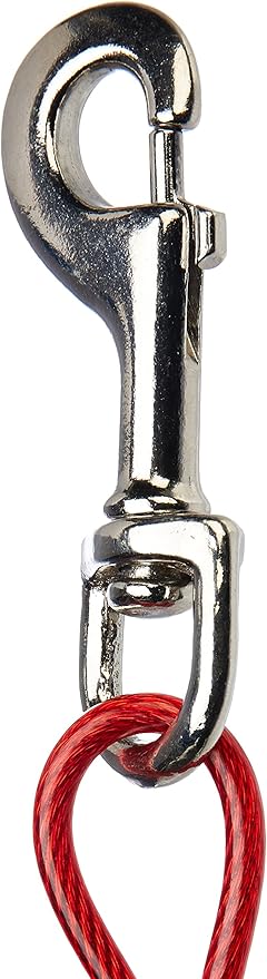 Amazon Basics Tie-Out Cable For Dogs Up to 56.7kg/914.4cm (Pack of 1), Red