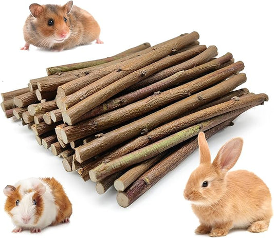 250g Natural Peach Wood Chew Sticks for Rabbits, Hamsters, Chinchillas - Extra Hard Teeth Grinding Toy | Untreated, Safe & Long-Lasting Rodent Chews
