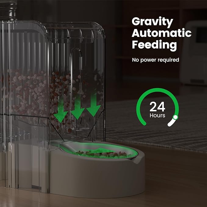 Gardner Pet Gravity Automatic 2-in-1 Pet Feeder, 0.8 Gallons*2 Cat Feeder and Water Dispenser Set, 100% BPA-Free Feeder and Stainless Steel Water Dispenser for Dogs, Cats, Rabbits, Puppies (Beige)