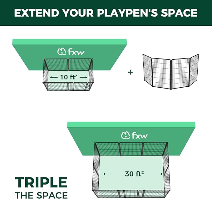 FXW Homeplus Unleashed Indoor Dog Playpen - Stress-Free and Safe Play, Heavy Duty 45 Inch 4 Wire Panels Dog Pen for Large Dogs, Black│Patented