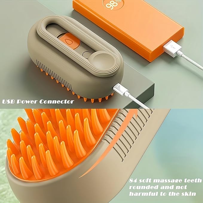 Cat Spritz Defur 3in1 Steamer Comb for Cats and Dogs Grooming Tool (White+Essence)