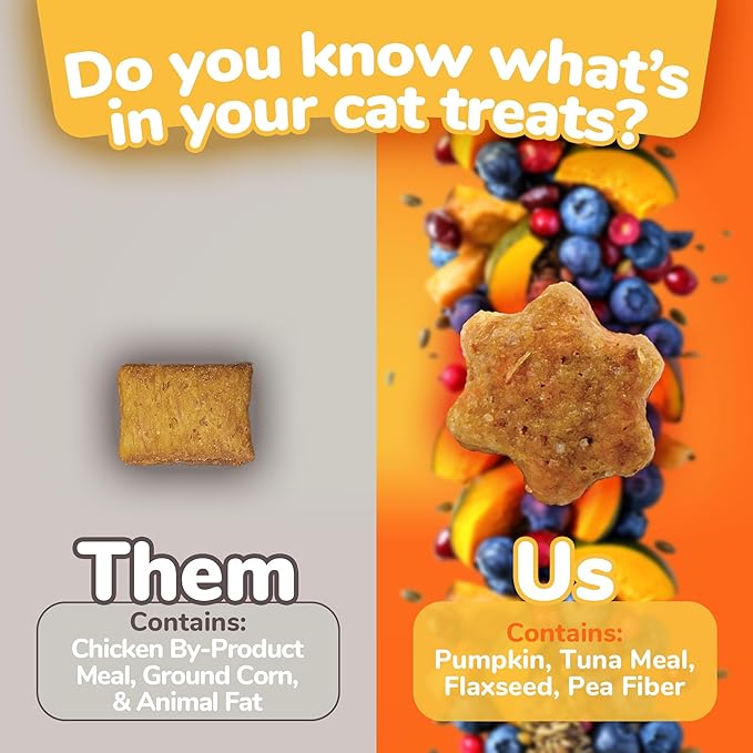 Fruitables Cat Treats, Healthy Treats for Cats, Low Calorie and Packed with Protein, Crunchy Biscuits, Free of Wheat, Corn and Soy, Made with Real Tuna and Pumpkin, 30oz