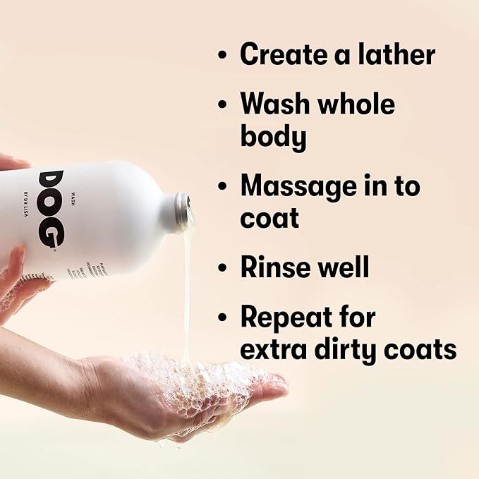 DOG by Dr. Lisa - Wash - Natural Dog Gentle Cleanser - for Baths, Showers - Plant-Based Essential Oils - Vegan - 16.9oz