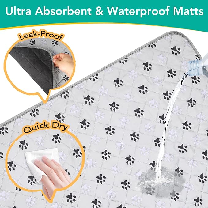 5 Pack Large 36"X41"Washable Pee Pads for Dogs Super Absorbent Dog Training Pads Non-Slip Waterproof Pet Training Pads Mats Whelping Pads for Dogs Cats Puppy