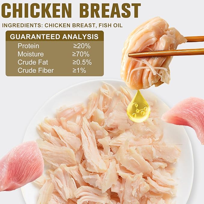 Cat Food Topper for Picky Eaters & Healthy Soft Cat Treat (Chicken), Wet Food with Gravy, High Protein & Limited Ingredient 6 Pack