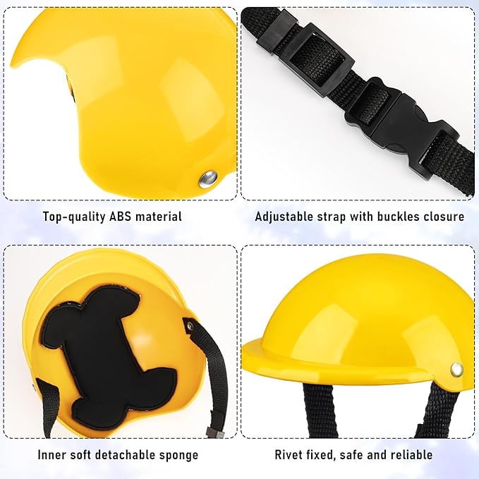 Frienda Dog Helmet and Goggles, UV Protection Doggy Sunglasses and 4 Inch Padded Puppy Motorcycle Helmet Adorable Dog Goggles with Adjustable Belt for Small Dogs Puppy Riding (Yellow,L)