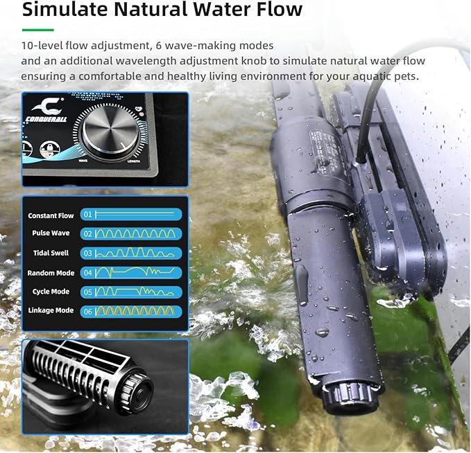 CONQUERALL CHS-45L Cross Flow Wave Pump 10000～32000L/H 45W DC 24V Sinusoidal Frequency Conversion Technology High Flow Pump for Circulating Water System