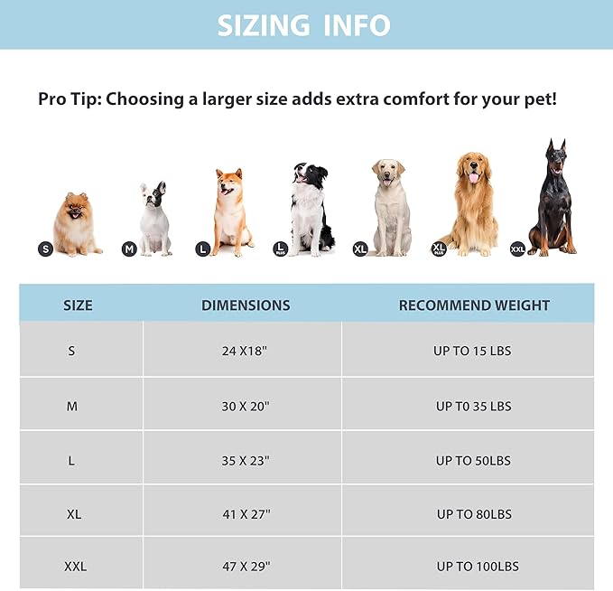 Dog Cooling Mat for Medium Dogs - 30x20 Orthopedic Memory Foam Pet Pad for Summer, QMAX>0.5, Washable Premium Comfort Crate Pad for Your Furry Companion, Blue