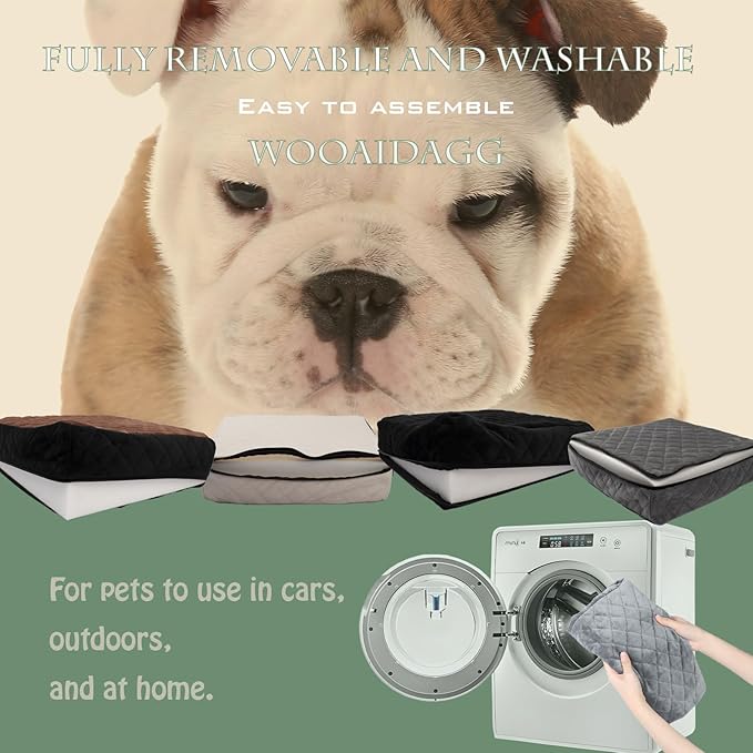 Dog Car Seat for Medium Sized Dog,Pet Travel Car Bed with Seat Belt Channle,Fully Detachable and Washable Car Dog Seat with Adjustable Straps,3 Straps Easy to Install (Black/Grey)