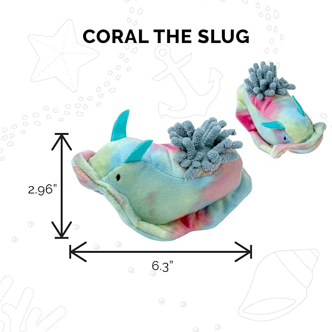 Furhaven 2-Pack Cat Toys w/ 2x Catnip Bags for Indoor Cats, Washable & Durable w/ Refillable Catnip Pocket - Plush Sea Slug Cat Toy Set - Blue/Tie Dye, Set of 2